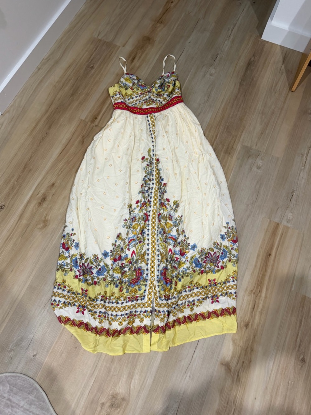 Cream & Yellow Floral Maxi Dress